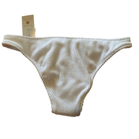 Shade & Shore White Bikini Bottom Medium M High Waist Extra Cheeky Swim Beach - Picture 2 of 8